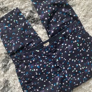 J. Crew Cropped Blue Paint Stroke Pattern Pants